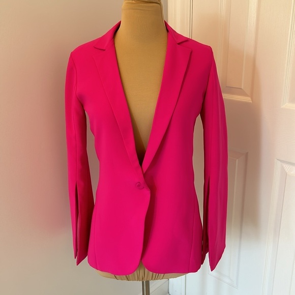 Amanda Uprichard Dovima Split Sleeve Blazer in Shocking Pink - Picture 4 of 11